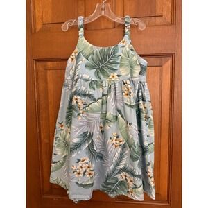 Aloha Republic Kids Bungee Hawaiian Leaves Sundress Girls 2T (2-3 Years) Blue‎